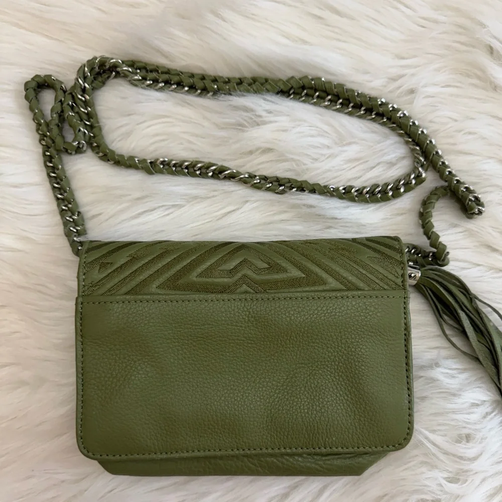 Aimee Kestenberg Alexis Chain Green Leather Small Crossbody Bag